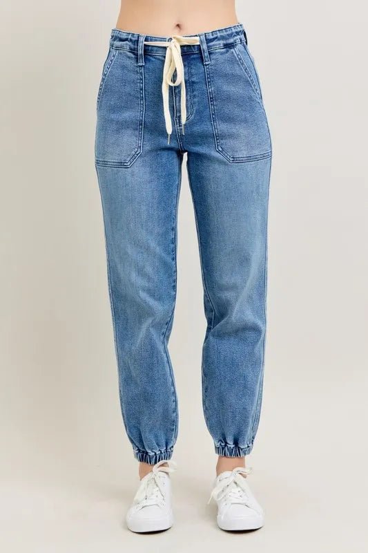 Judy Blue Plus Size High Waist Denim Jogger - AMVIM