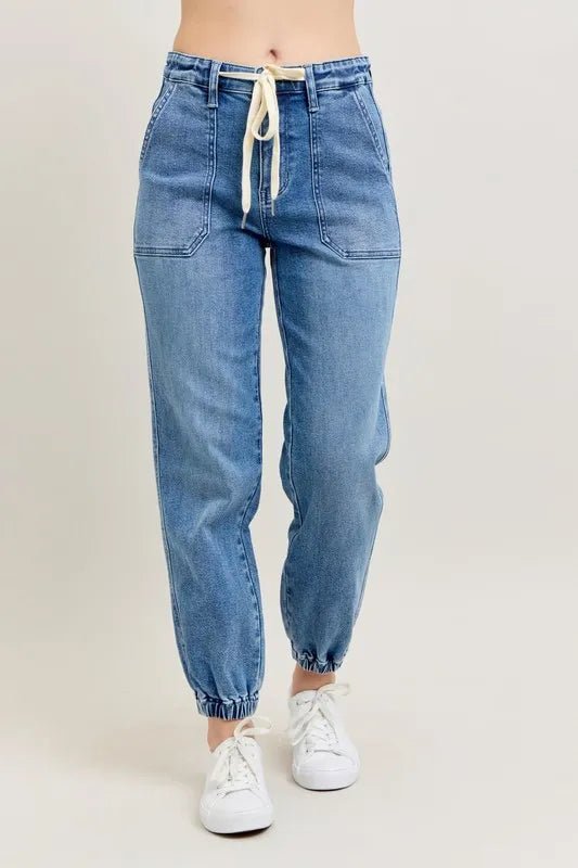 Judy Blue Plus Size High Waist Denim Jogger - AMVIM