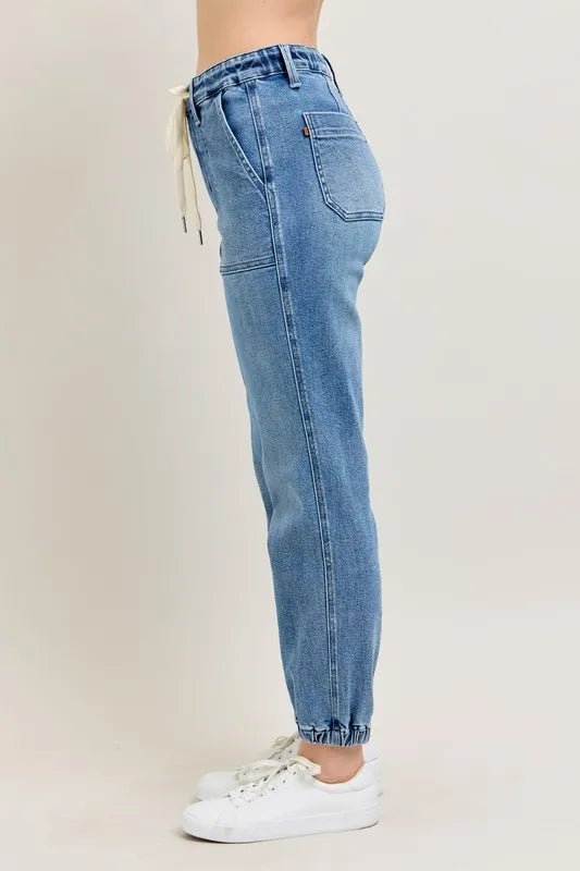 Judy Blue Plus Size High Waist Denim Jogger - AMVIM
