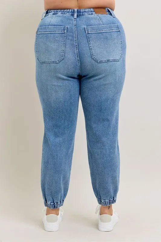 Judy Blue Plus Size High Waist Denim Jogger - AMVIM