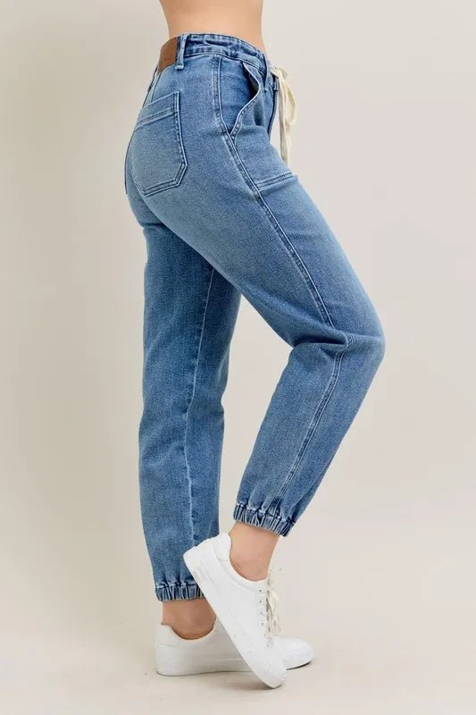 Judy Blue Plus Size High Waist Denim Jogger - AMVIM