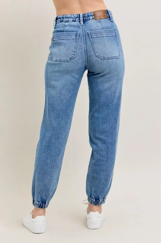 Judy Blue Plus Size High Waist Denim Jogger - AMVIM