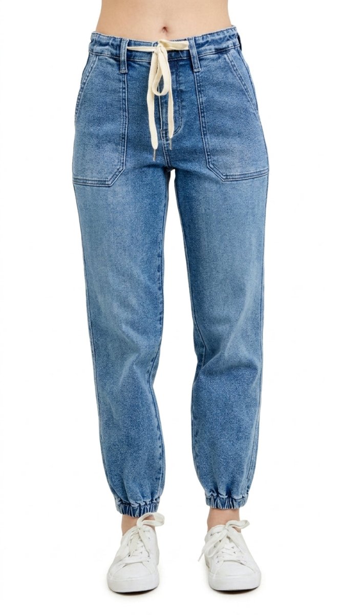 Judy Blue Plus Size High Waist Denim Jogger - AMVIM