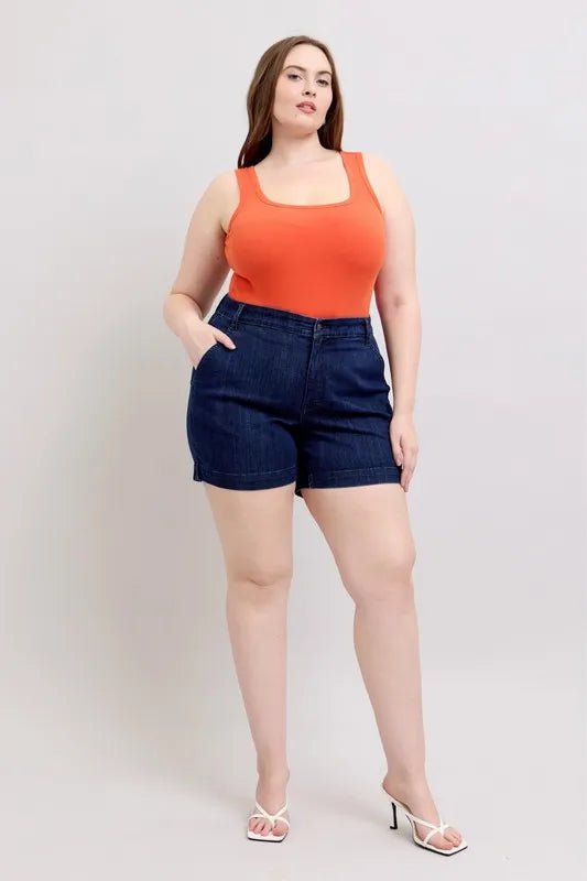 Judy Blue Plus Size High Waist Denim Shorts - AMVIM
