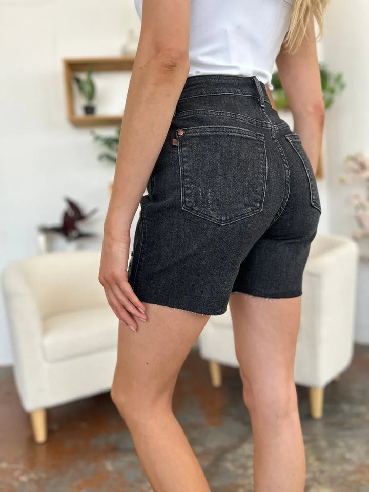 Judy Blue Plus Size High Waist Rigid Magic Denim Shorts - AMVIM