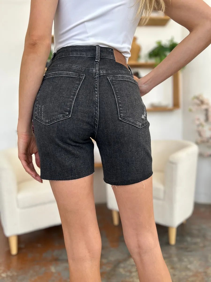 Judy Blue Plus Size High Waist Rigid Magic Denim Shorts - AMVIM