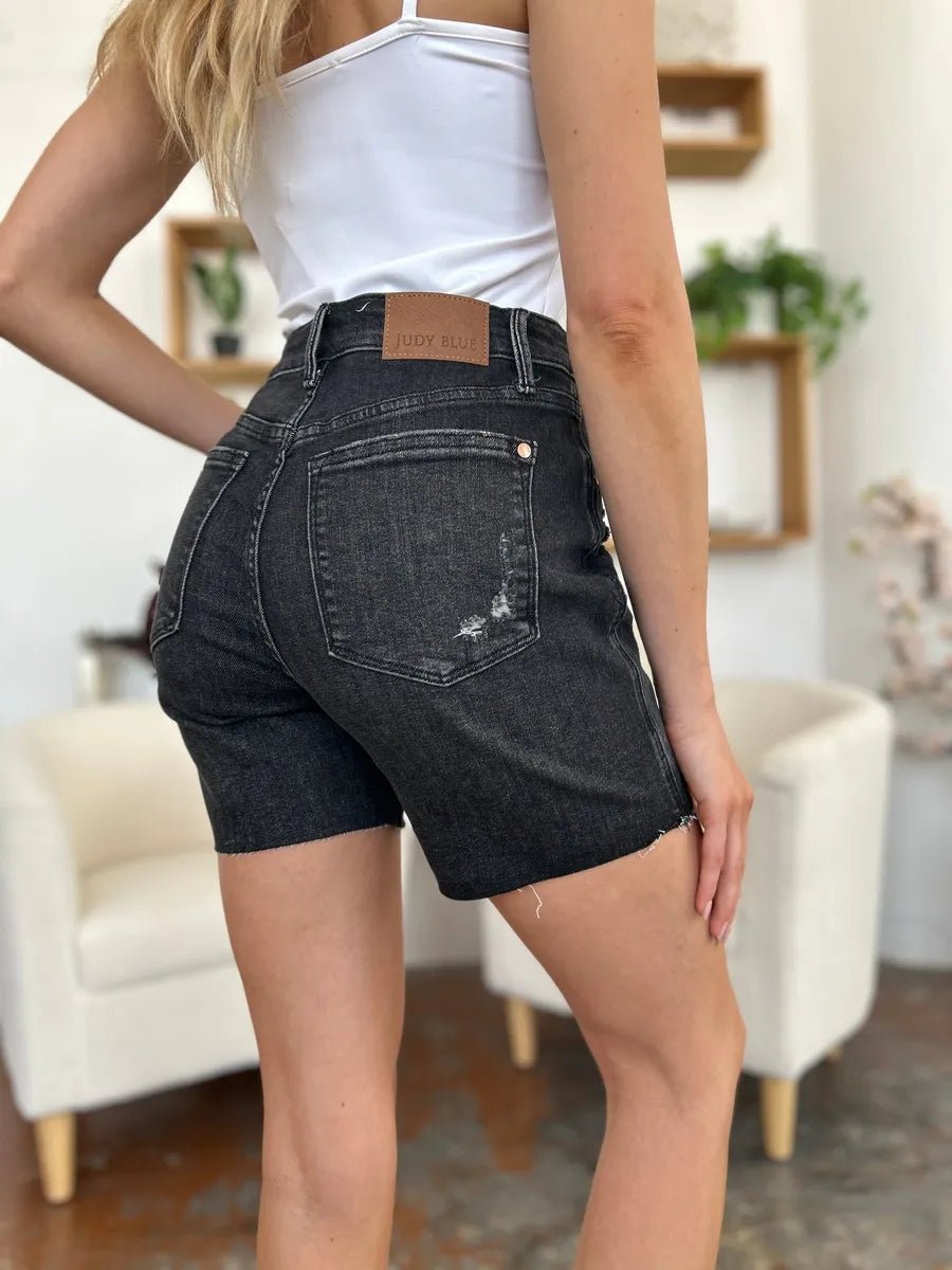 Judy Blue Plus Size High Waist Rigid Magic Denim Shorts - AMVIM