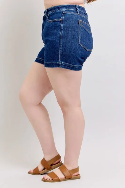 Judy Blue Plus Size High Waist Tummy Control Denim Shorts - AMVIM