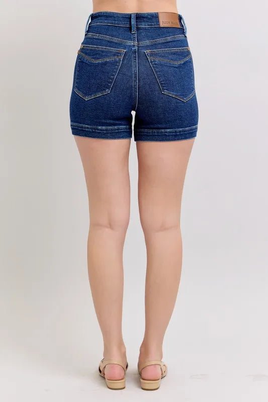 Judy Blue Plus Size High Waist Tummy Control Denim Shorts - AMVIM