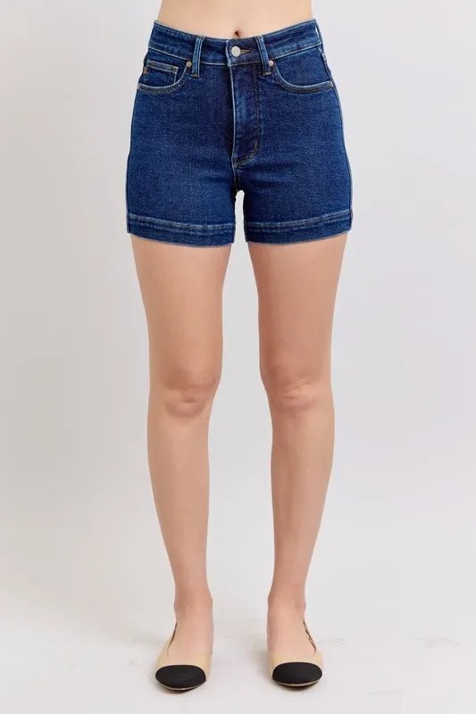 Judy Blue Plus Size High Waist Tummy Control Denim Shorts - AMVIM