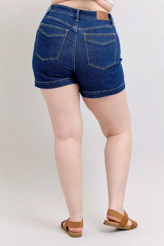 Judy Blue Plus Size High Waist Tummy Control Denim Shorts - AMVIM