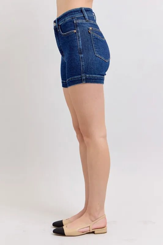 Judy Blue Plus Size High Waist Tummy Control Denim Shorts - AMVIM
