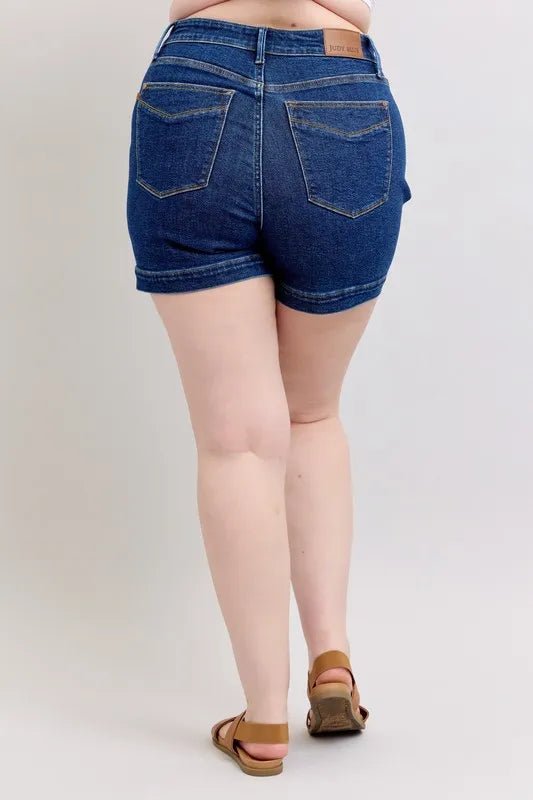 Judy Blue Plus Size High Waist Tummy Control Denim Shorts - AMVIM