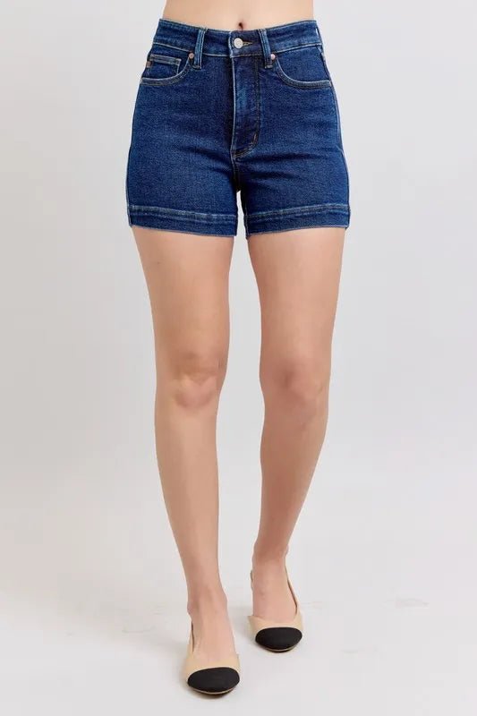 Judy Blue Plus Size High Waist Tummy Control Denim Shorts - AMVIM