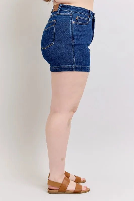 Judy Blue Plus Size High Waist Tummy Control Denim Shorts - AMVIM