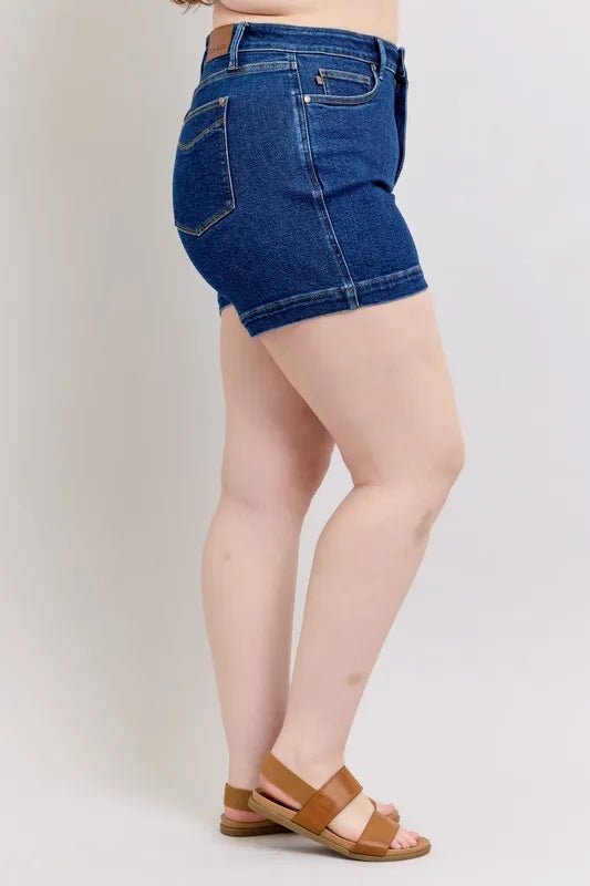 Judy Blue Plus Size High Waist Tummy Control Denim Shorts - AMVIM