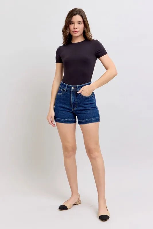 Judy Blue Plus Size High Waist Tummy Control Denim Shorts - AMVIM