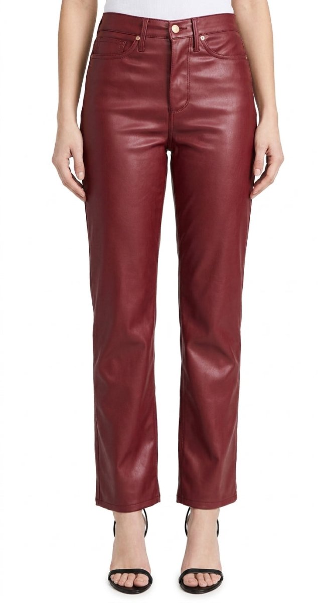 Judy Blue Plus Size High Waist Tummy Control Faux Leather Straight Pants - AMVIM