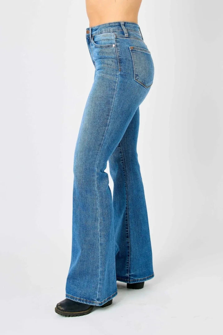 Judy Blue Plus Size High - Waisted Classic Flare Jeans - AMVIM