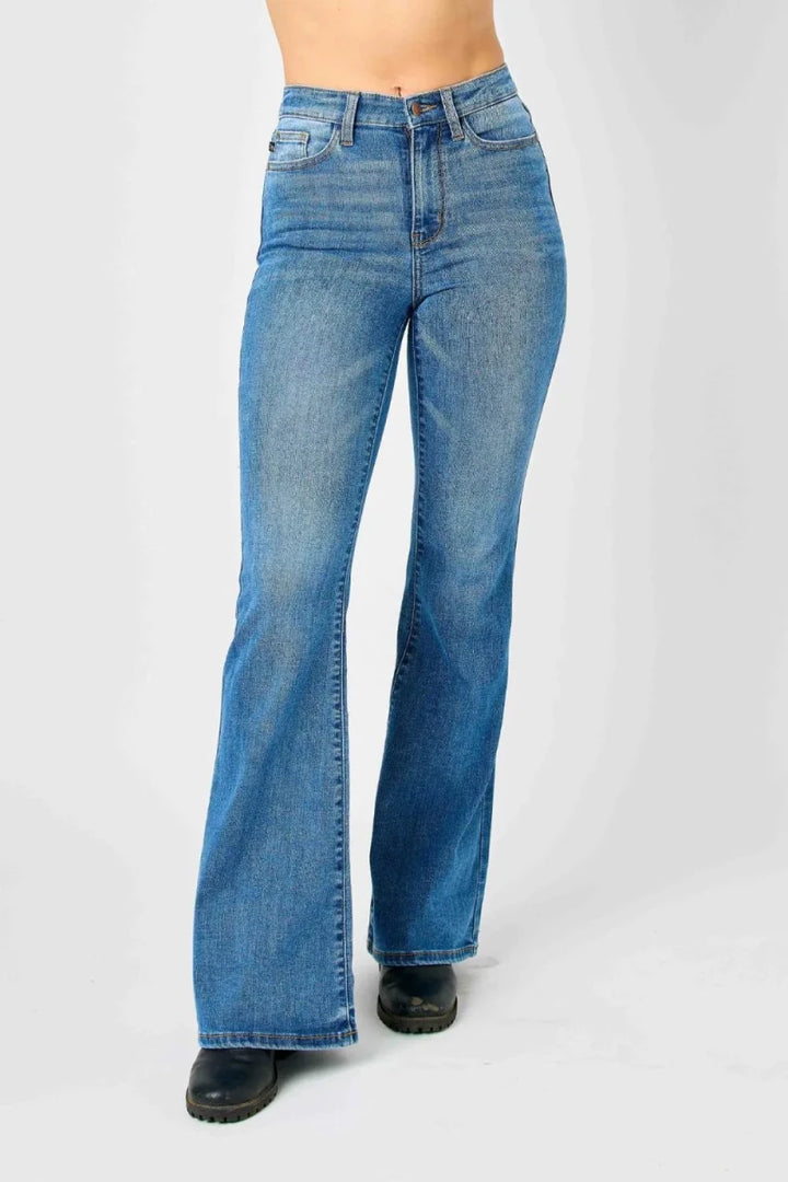 Judy Blue Plus Size High - Waisted Classic Flare Jeans - AMVIM