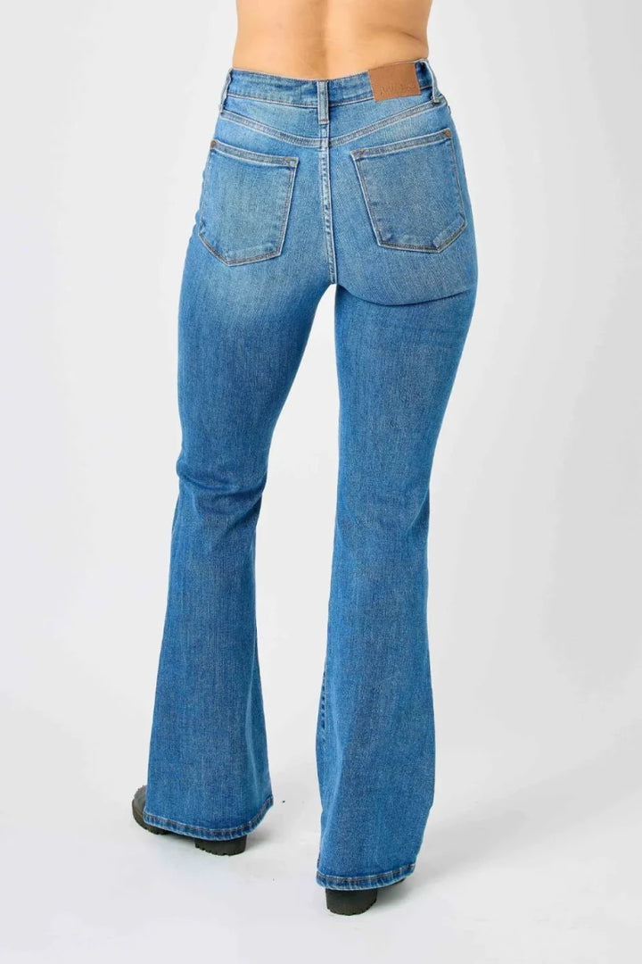 Judy Blue Plus Size High - Waisted Classic Flare Jeans - AMVIM
