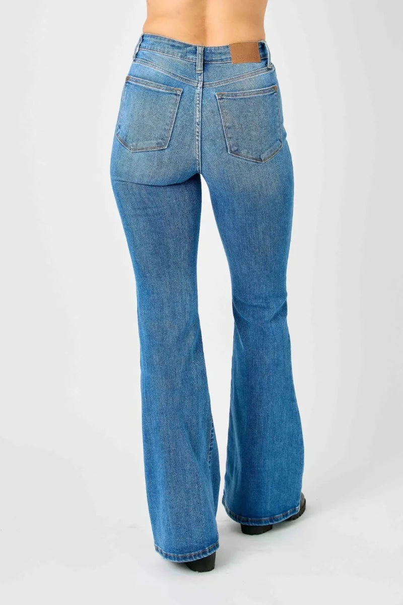 Judy Blue Plus Size High - Waisted Classic Flare Jeans - AMVIM