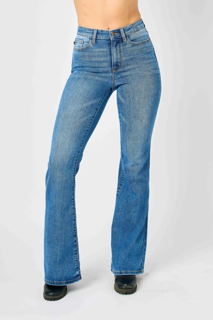 Judy Blue Plus Size High - Waisted Classic Flare Jeans - AMVIM