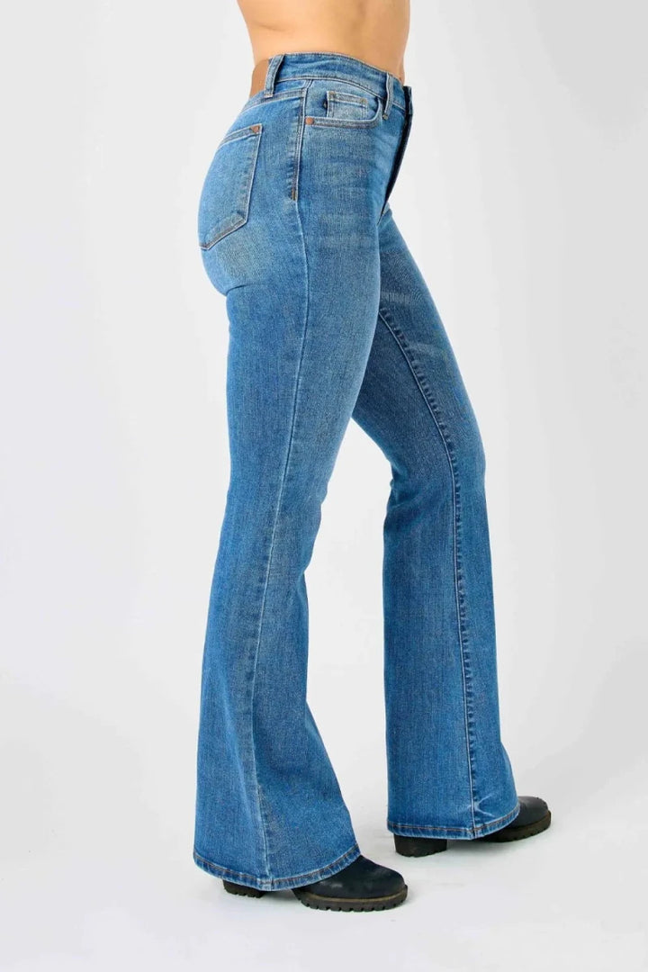 Judy Blue Plus Size High - Waisted Classic Flare Jeans - AMVIM
