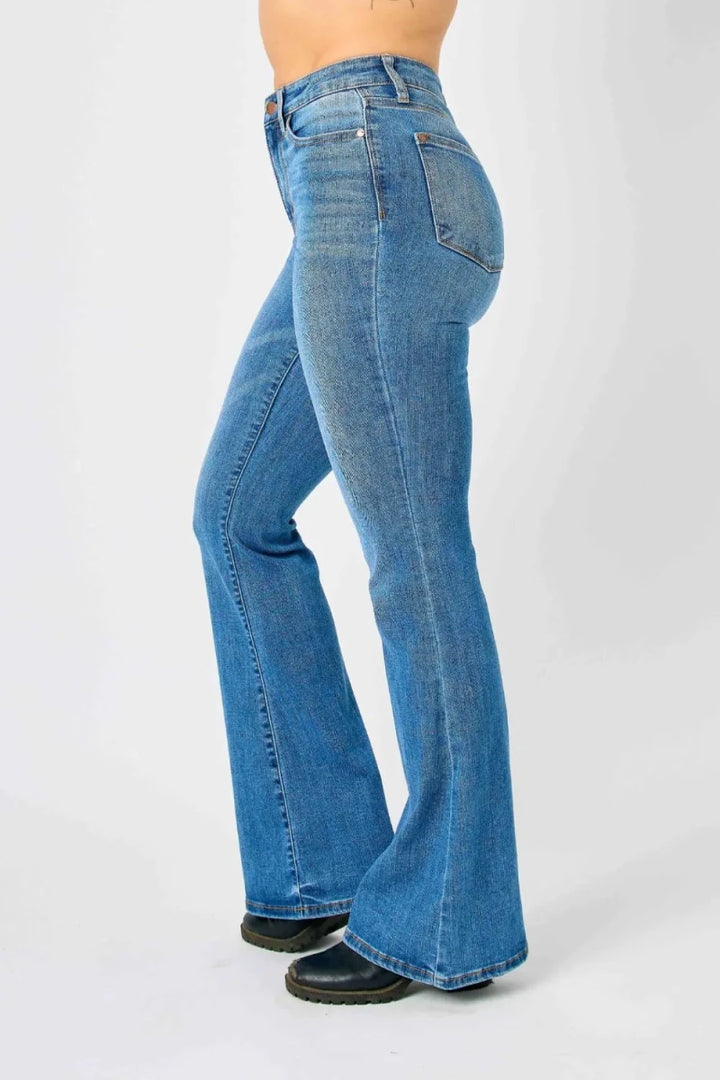 Judy Blue Plus Size High - Waisted Classic Flare Jeans - AMVIM