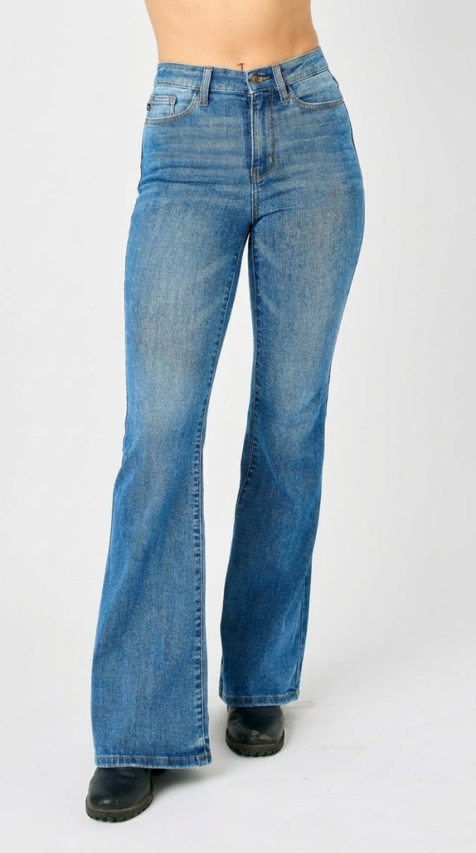 Judy Blue Plus Size High - Waisted Classic Flare Jeans - AMVIM