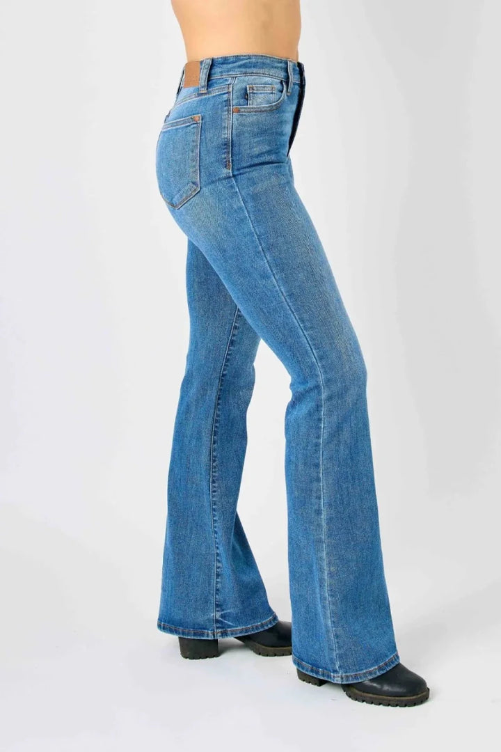 Judy Blue Plus Size High - Waisted Classic Flare Jeans - AMVIM