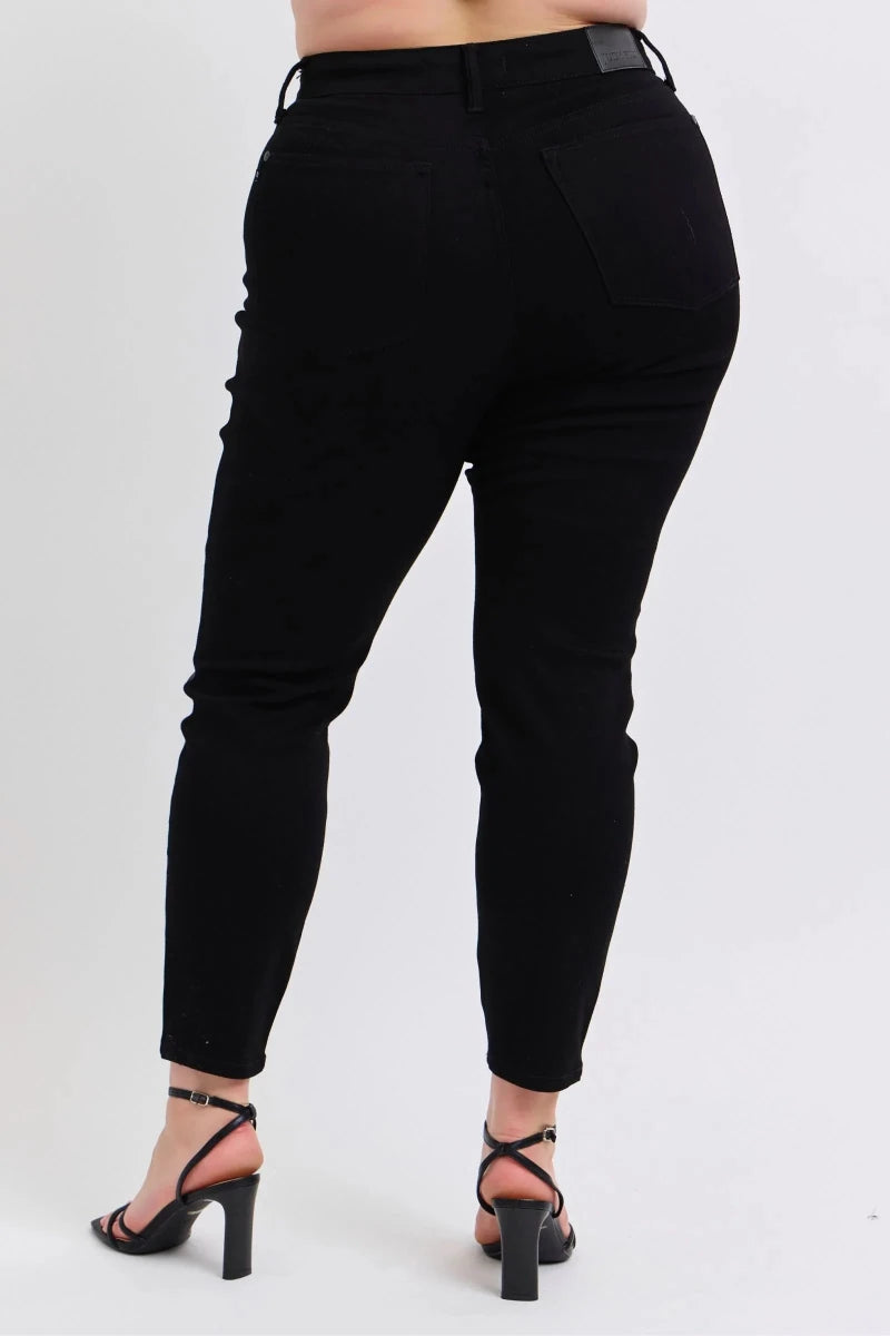 Judy Blue Plus Size High - Waisted Faux Leather Skinny Pants - AMVIM