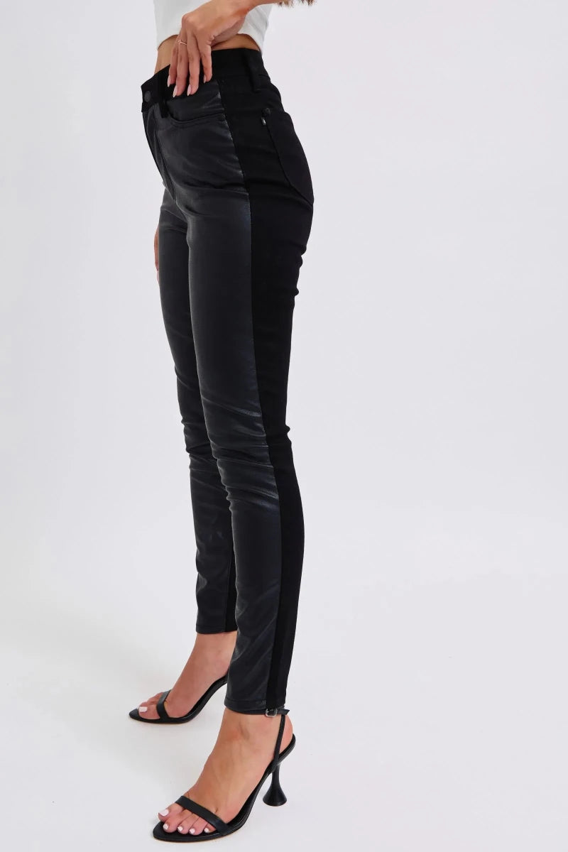 Judy Blue Plus Size High - Waisted Faux Leather Skinny Pants - AMVIM