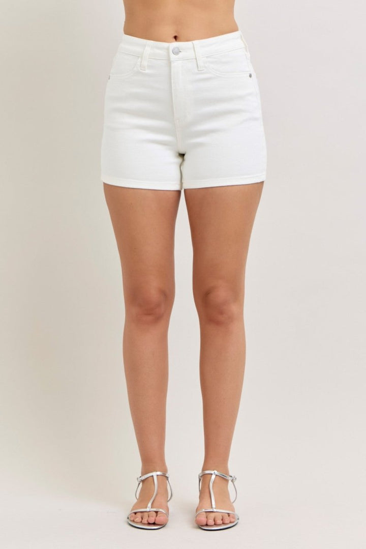 Judy Blue Plus Size High - Waisted Slim Shorts - AMVIM