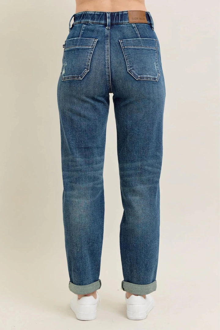 Judy Blue Plus Size High - Waisted Vintage Wash Jeans with Drawstring - AMVIM