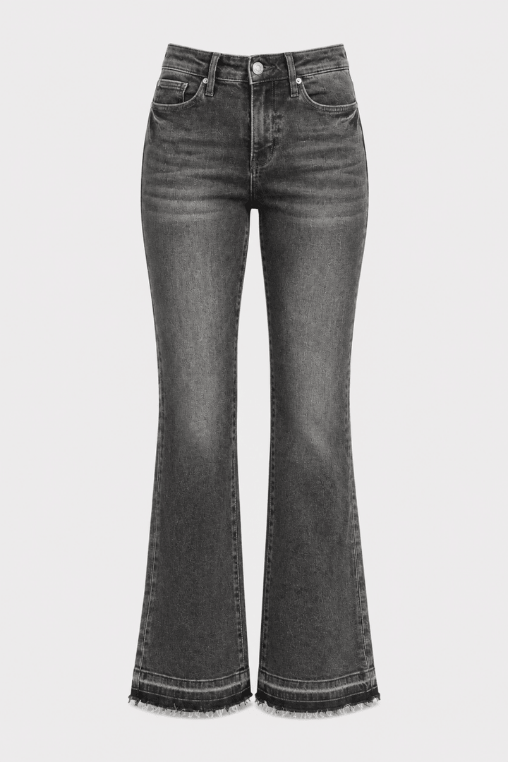 Judy Blue Plus Size Mid Rise Tummy Control Washed Gray Flare Jeans - AMVIM