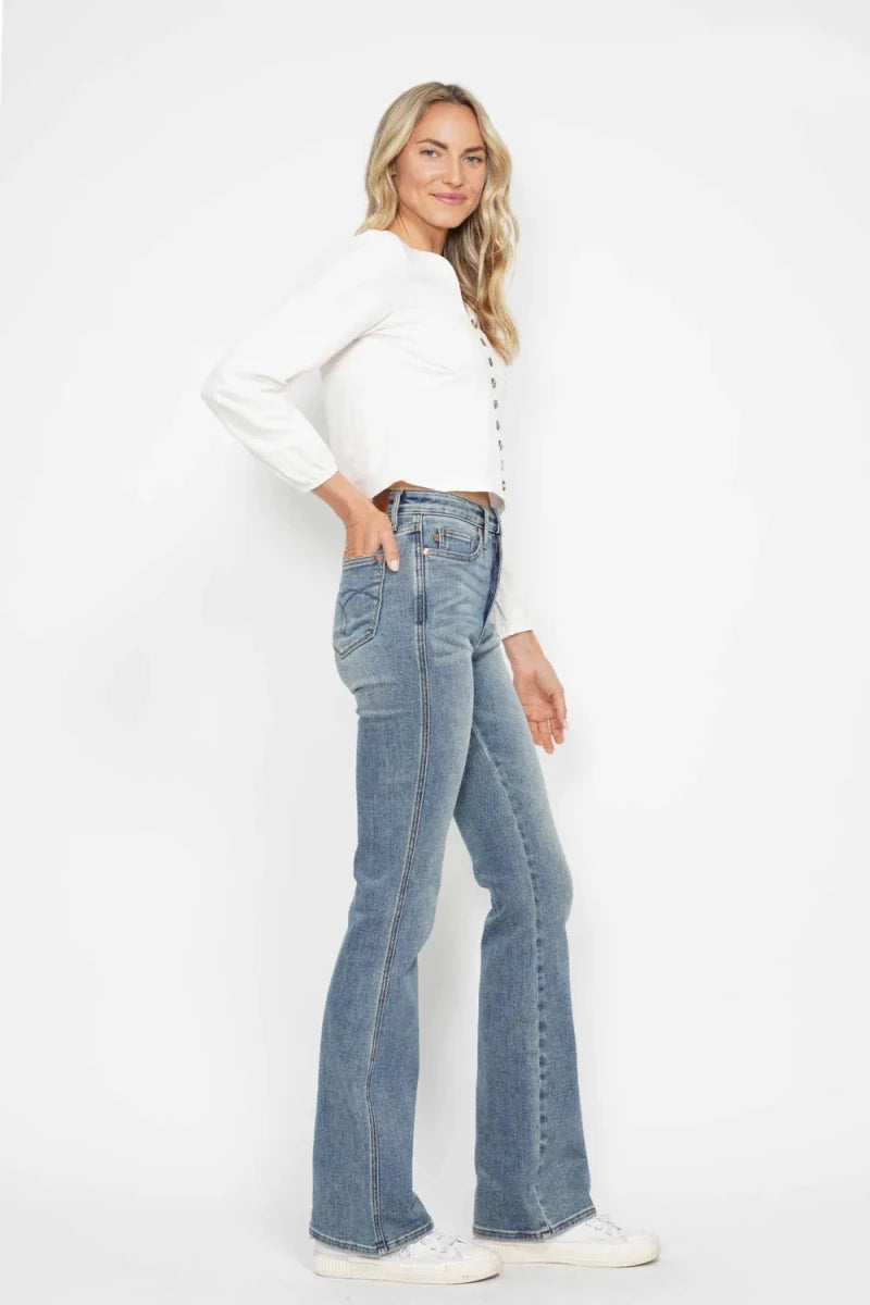 Judy Blue Plus Size Tummy Control Bootcut Jeans - High Waist - AMVIM