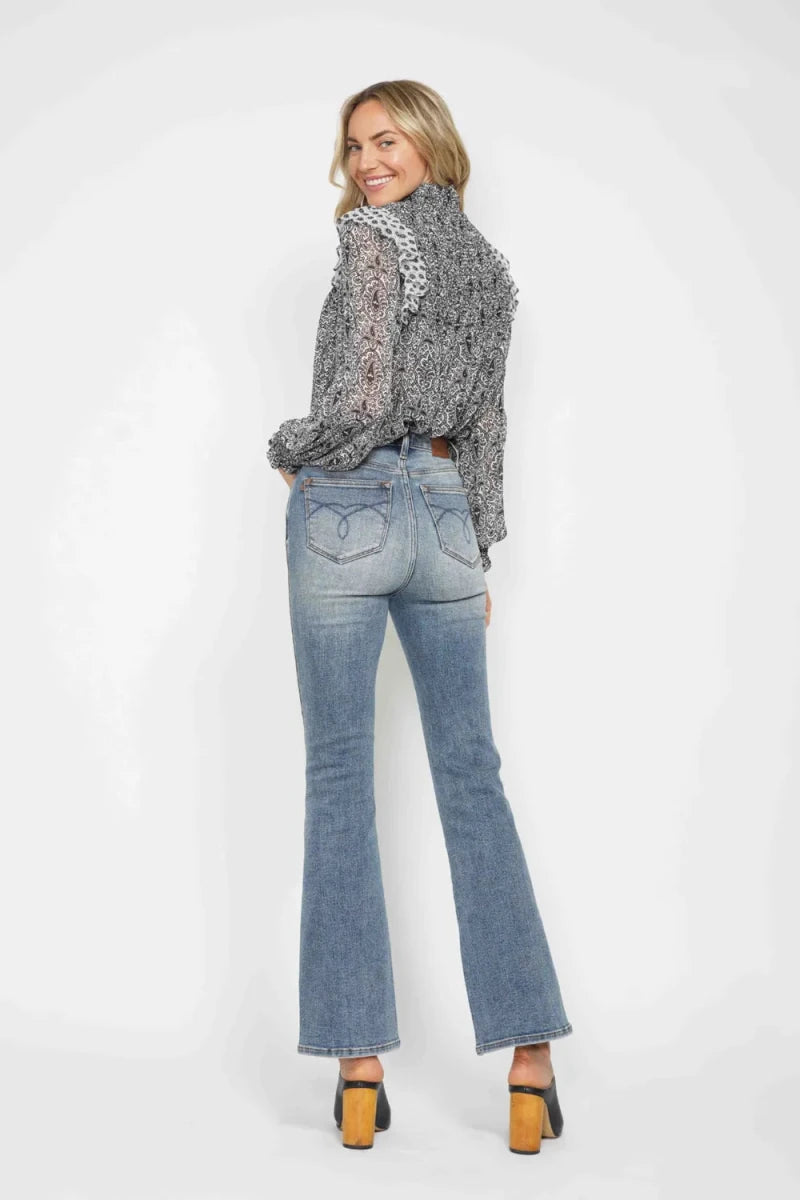 Judy Blue Plus Size Tummy Control Bootcut Jeans - High Waist - AMVIM