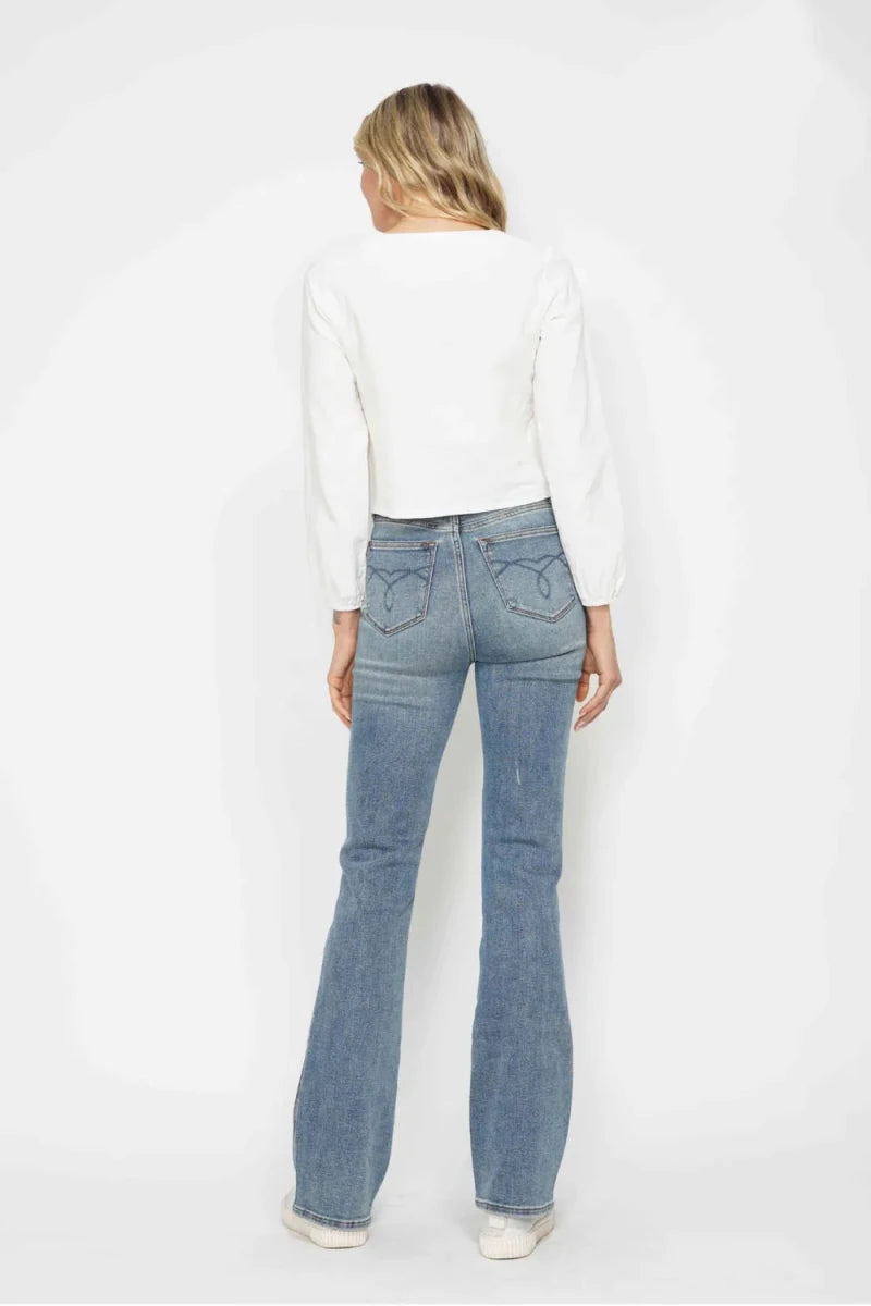 Judy Blue Plus Size Tummy Control Bootcut Jeans - High Waist - AMVIM