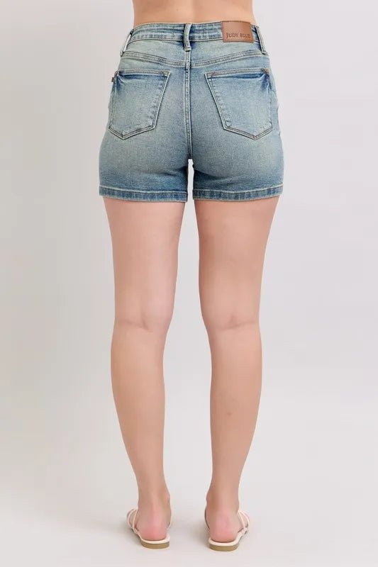 Judy Blue Plus Size Vintage Wash V - Front Shorts - AMVIM