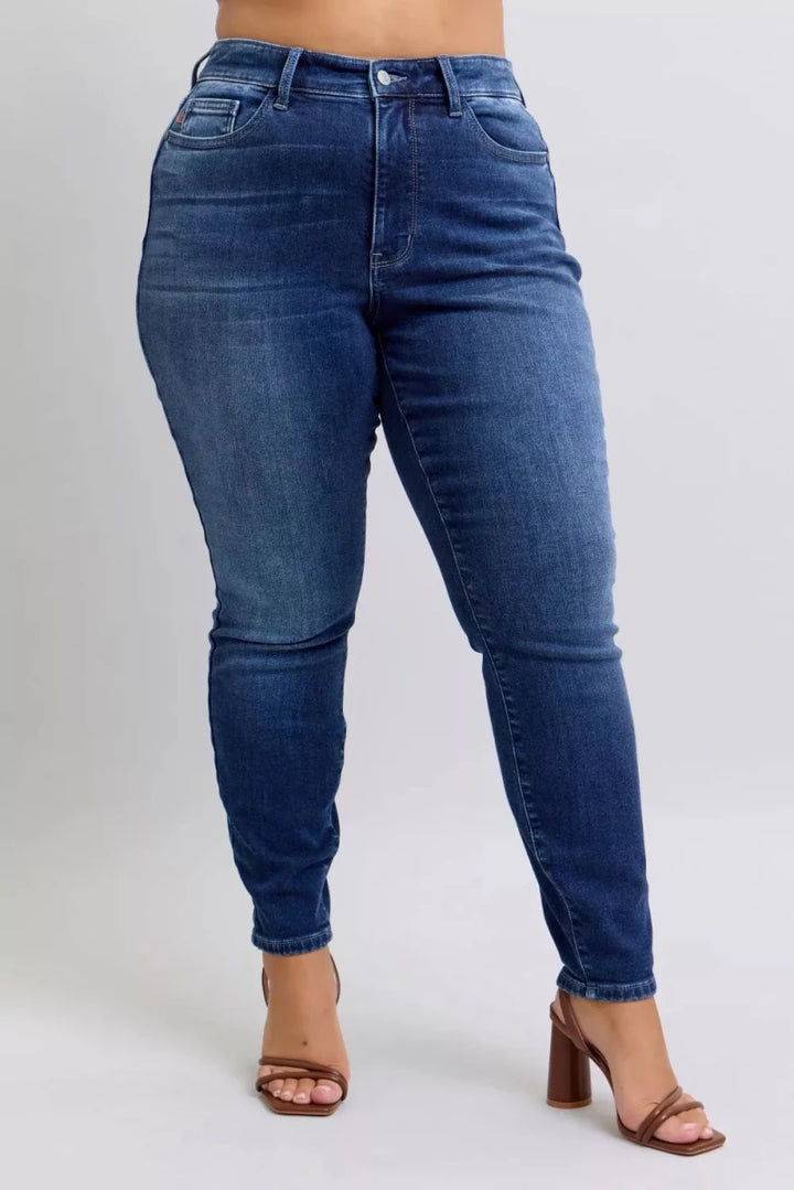 Judy Blue Plus Size Washed Thermal Skinny Jeans - AMVIM