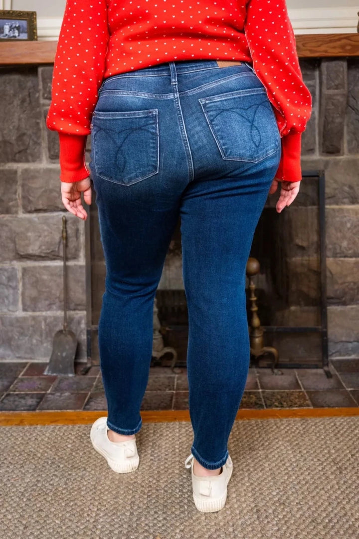 Judy Blue Plus Size Washed Thermal Skinny Jeans - AMVIM