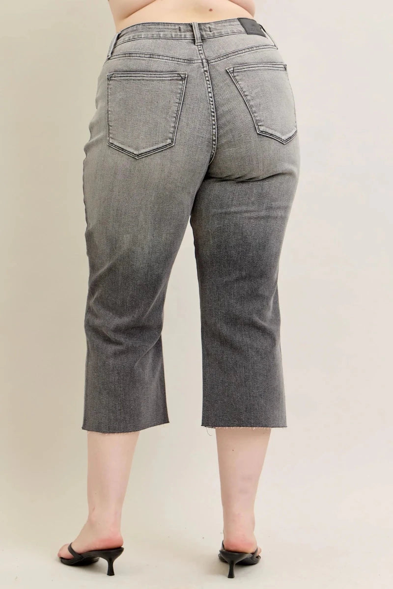 Judy Blue Plus Size Wide Leg Capri Jeans - AMVIM