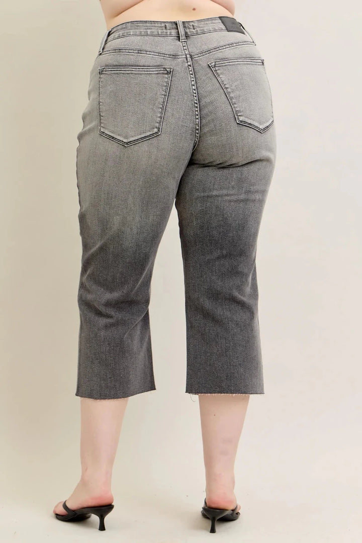 Judy Blue Plus Size Wide Leg Capri Jeans - AMVIM