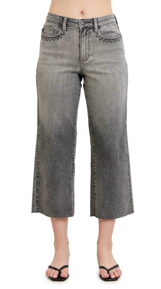 Judy Blue Plus Size Wide Leg Capri Jeans - AMVIM