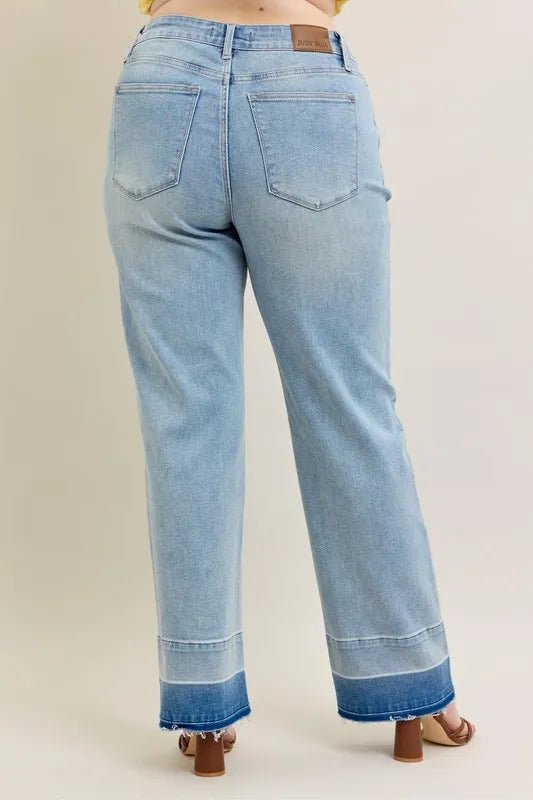 Judy Blue Plus Size Wide Leg Jeans with Release Hem - AMVIM