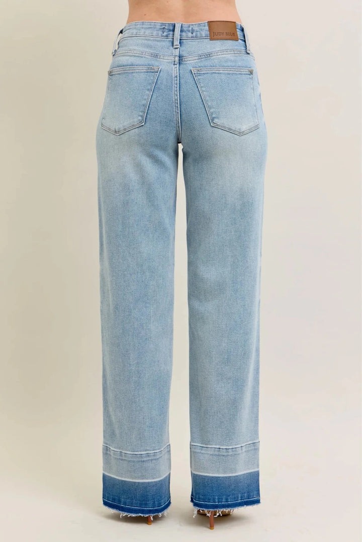 Judy Blue Plus Size Wide Leg Jeans with Release Hem - AMVIM
