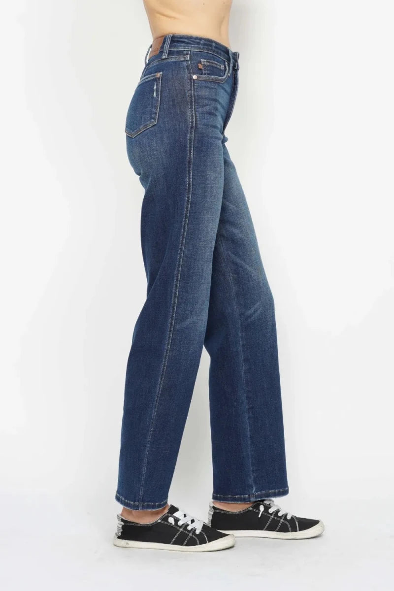 Judy Blue Tummy Control Denim Jeans - High Waist Dark Blue - AMVIM