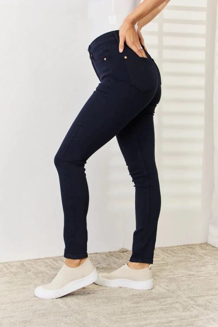 Judy Blue Tummy Control Skinny Jeans - Garment Dyed Navy - AMVIM