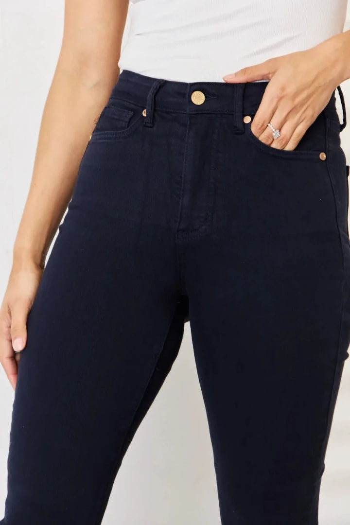 Judy Blue Tummy Control Skinny Jeans - Garment Dyed Navy - AMVIM